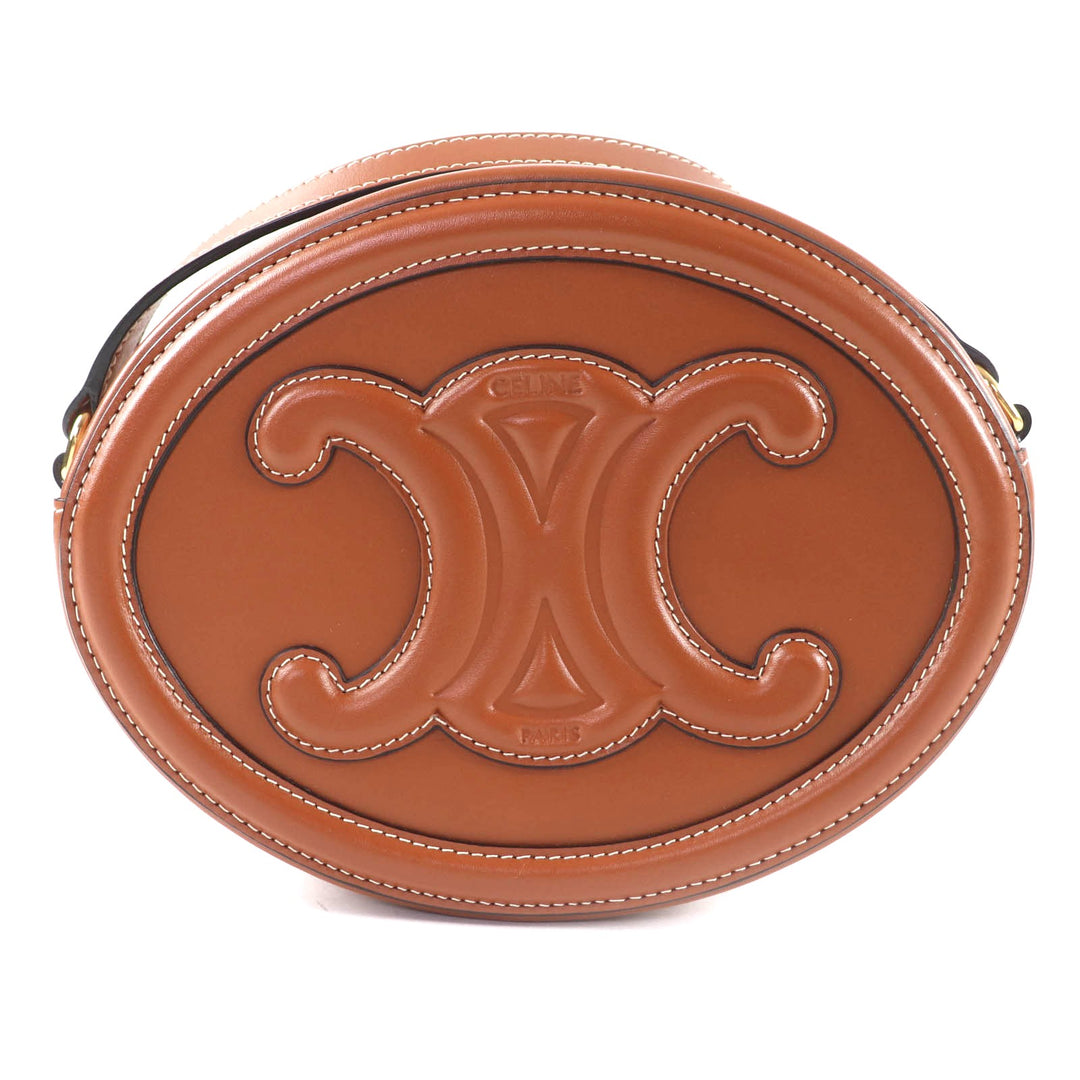 Great CELINE Shoulder Bag Cuill Triomphe Oval Purse Leather leather Women 19860