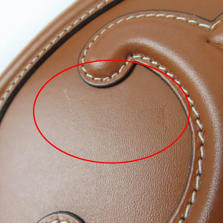 Great CELINE Shoulder Bag Cuill Triomphe Oval Purse Leather leather Women 19860