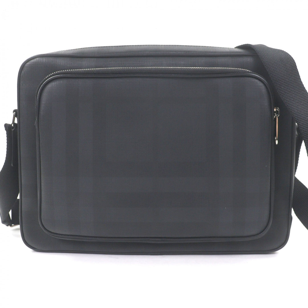 Excellent BURBERRY Shoulder Bag Check Pattern Messenger Bag black