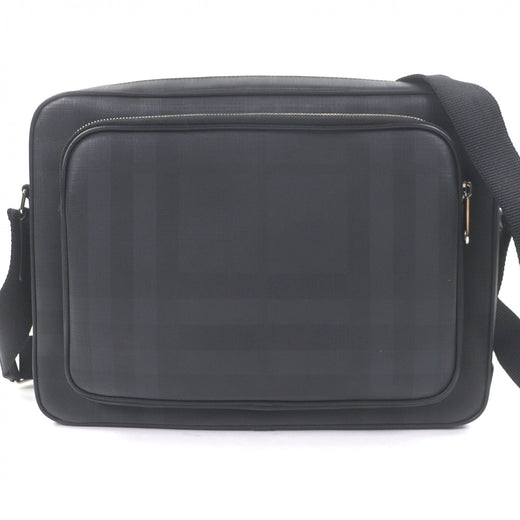 Excellent BURBERRY Shoulder Bag Check Pattern Messenger Bag black