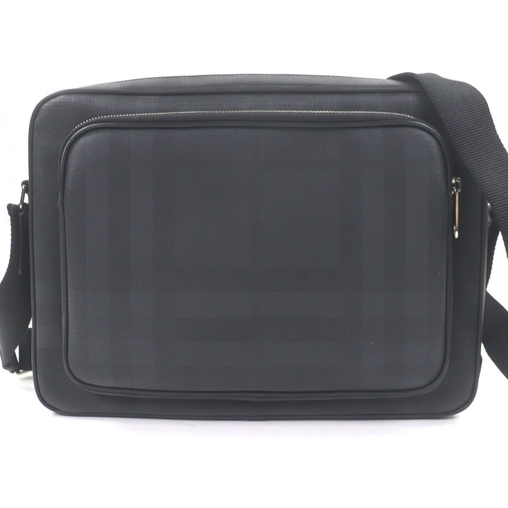 Excellent BURBERRY Shoulder Bag Check Pattern Messenger Bag black