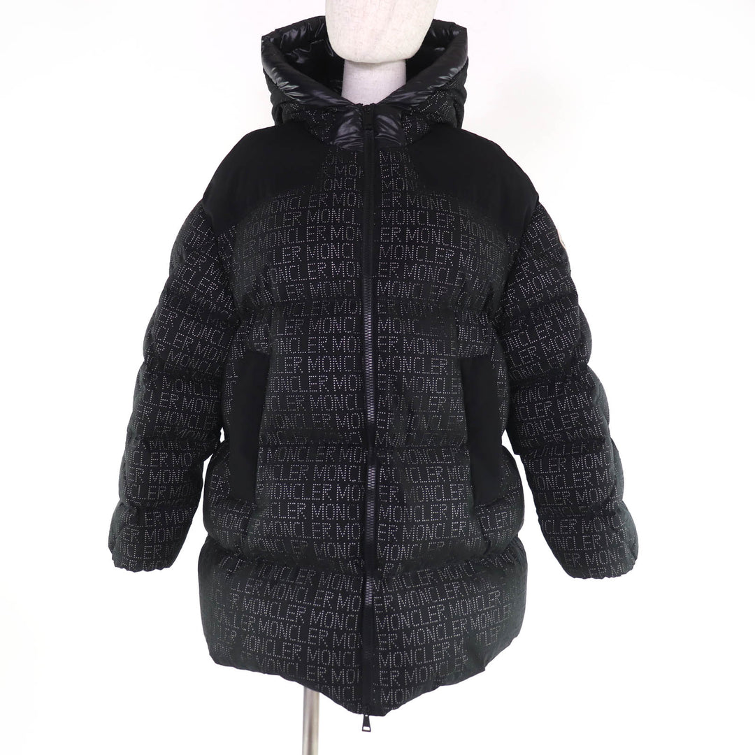 Great MONCLER down coat GRANDVAL Logo patch and hooded design black Women 1
