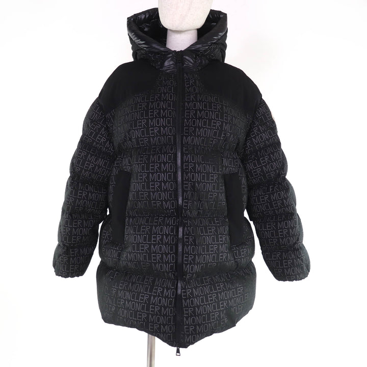Great MONCLER down coat GRANDVAL Logo patch and hooded design black Women 1