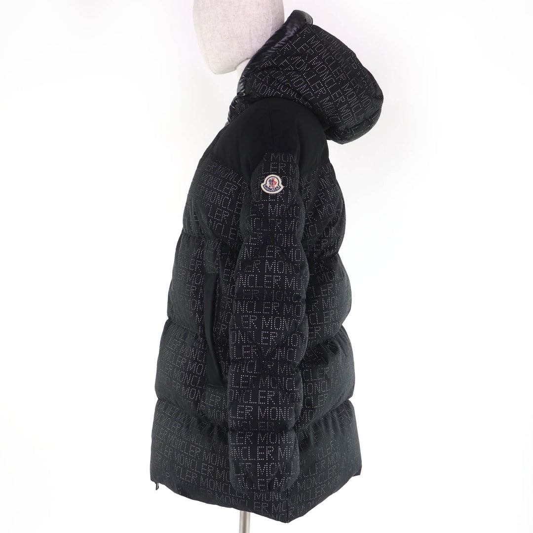 Great MONCLER down coat GRANDVAL Logo patch and hooded design black Women 1