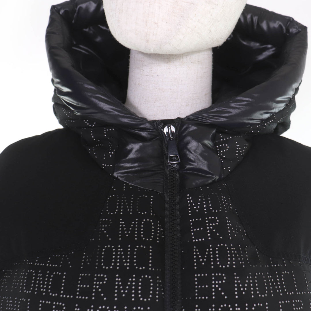Great MONCLER down coat GRANDVAL Logo patch and hooded design black Women 1