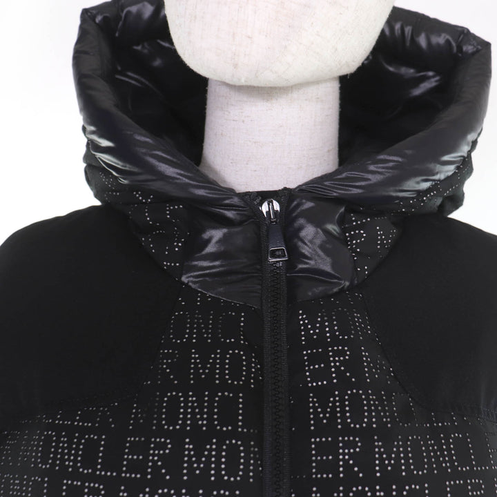 Great MONCLER down coat GRANDVAL Logo patch and hooded design black Women 1