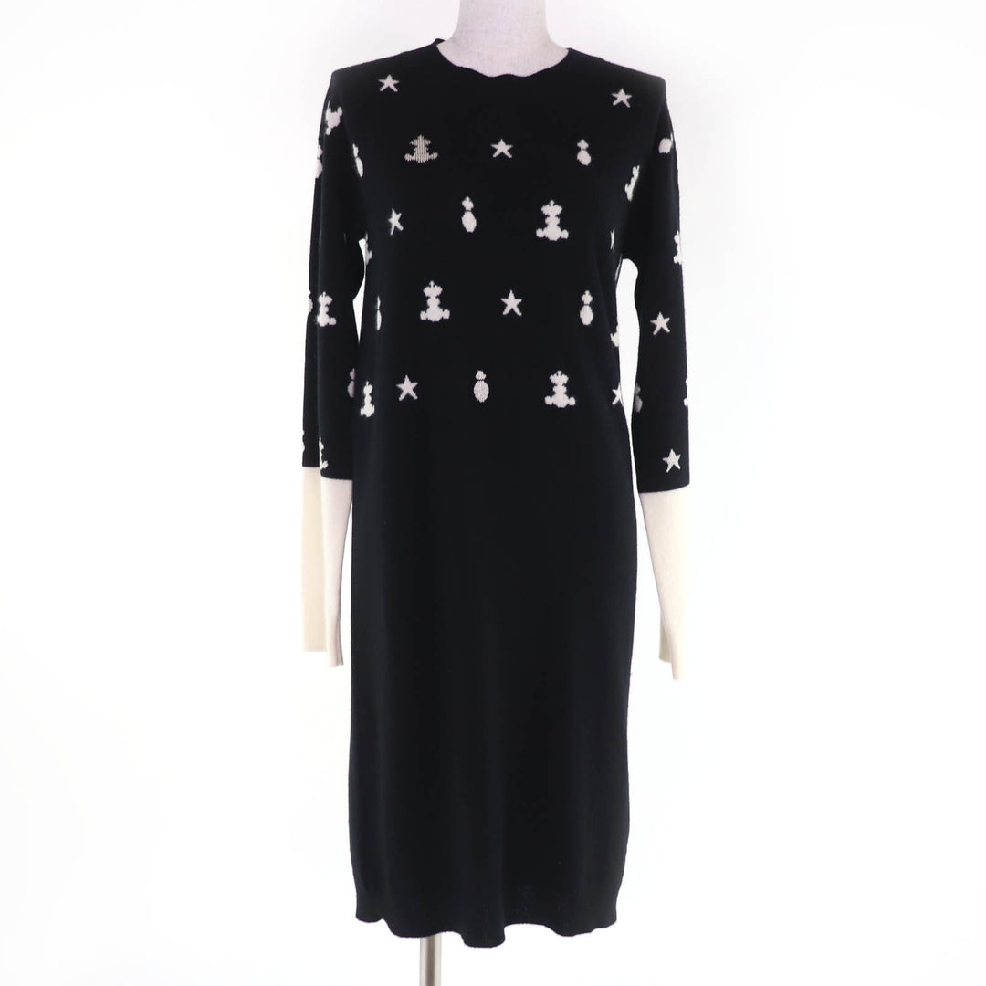 Excellent HERMES one piece Poste et Cavalerie Long sleeve knit black cashmere 36