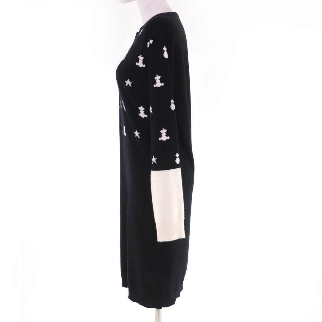 Excellent HERMES one piece Poste et Cavalerie Long sleeve knit black cashmere 36
