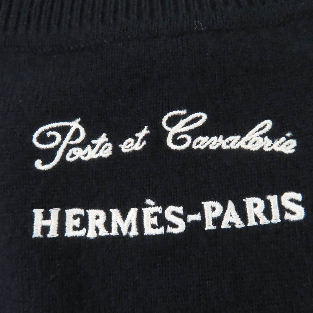 Excellent HERMES one piece Poste et Cavalerie Long sleeve knit black cashmere 36