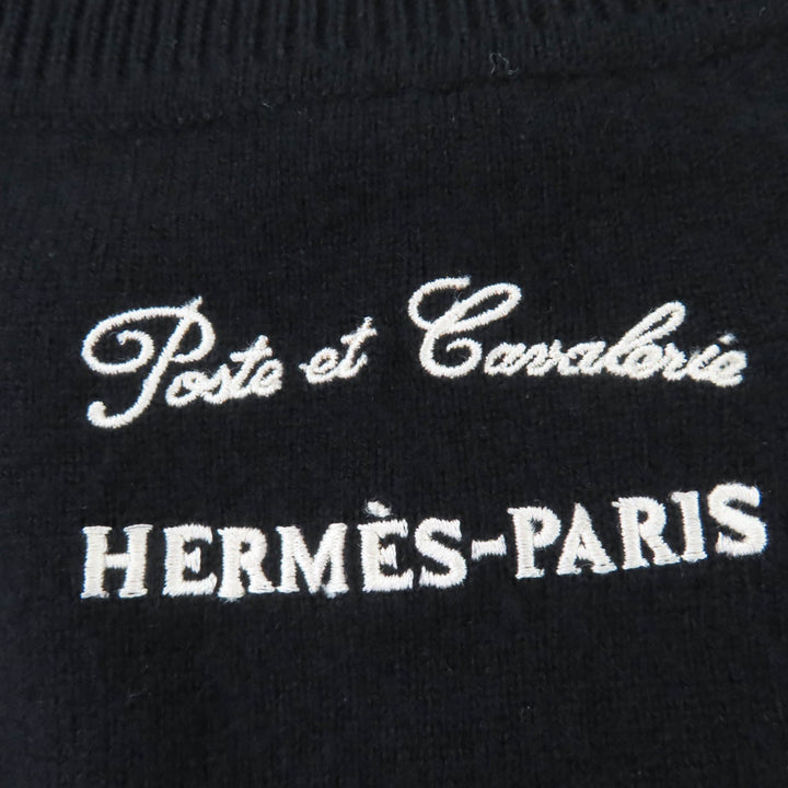 Excellent HERMES one piece Poste et Cavalerie Long sleeve knit black cashmere 36