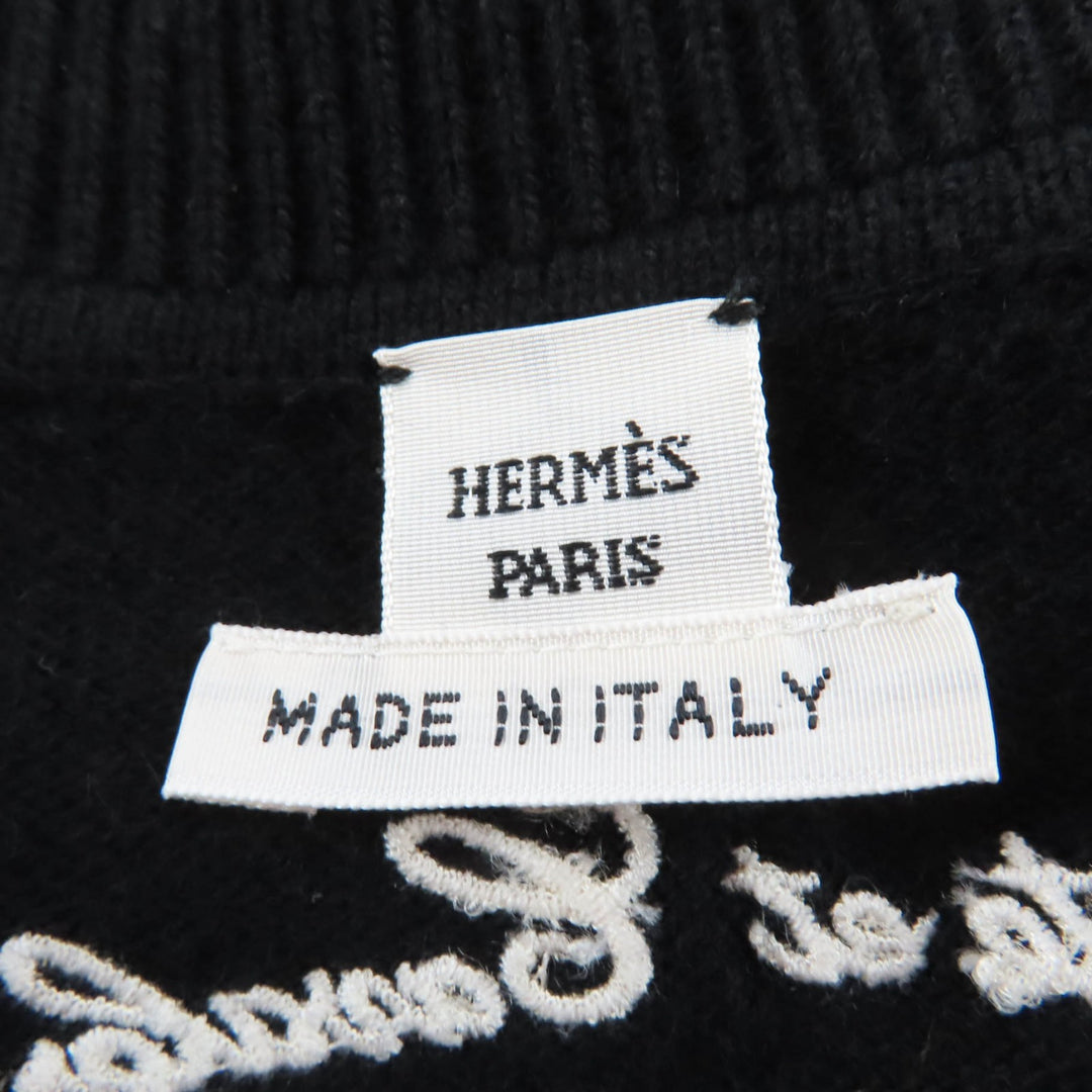 Excellent HERMES one piece Poste et Cavalerie Long sleeve knit black cashmere 36