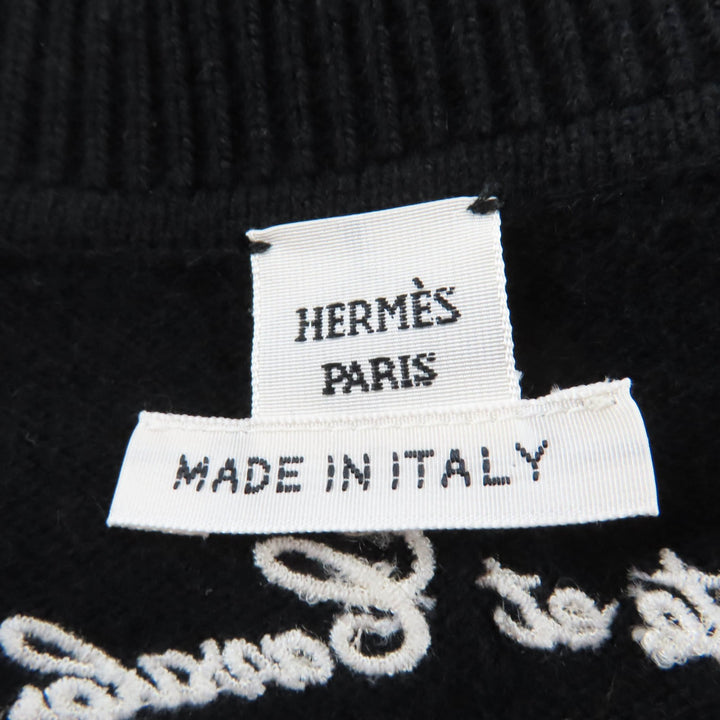 Excellent HERMES one piece Poste et Cavalerie Long sleeve knit black cashmere 36