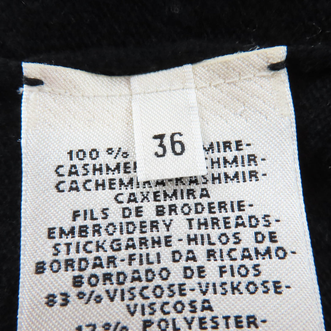 Excellent HERMES one piece Poste et Cavalerie Long sleeve knit black cashmere 36