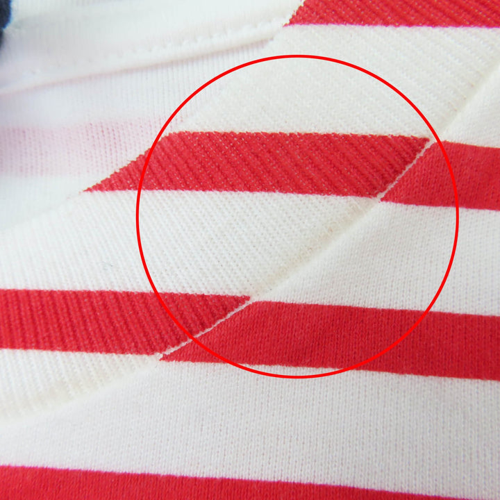 Pristine PRADA Short sleeve T-shirt Triangle logo border pattern Red XS 3590A