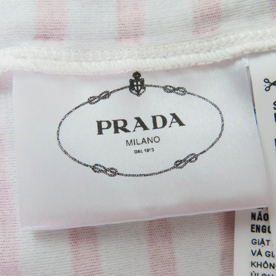 Pristine PRADA Short sleeve T-shirt Triangle logo border pattern Red XS 3590A