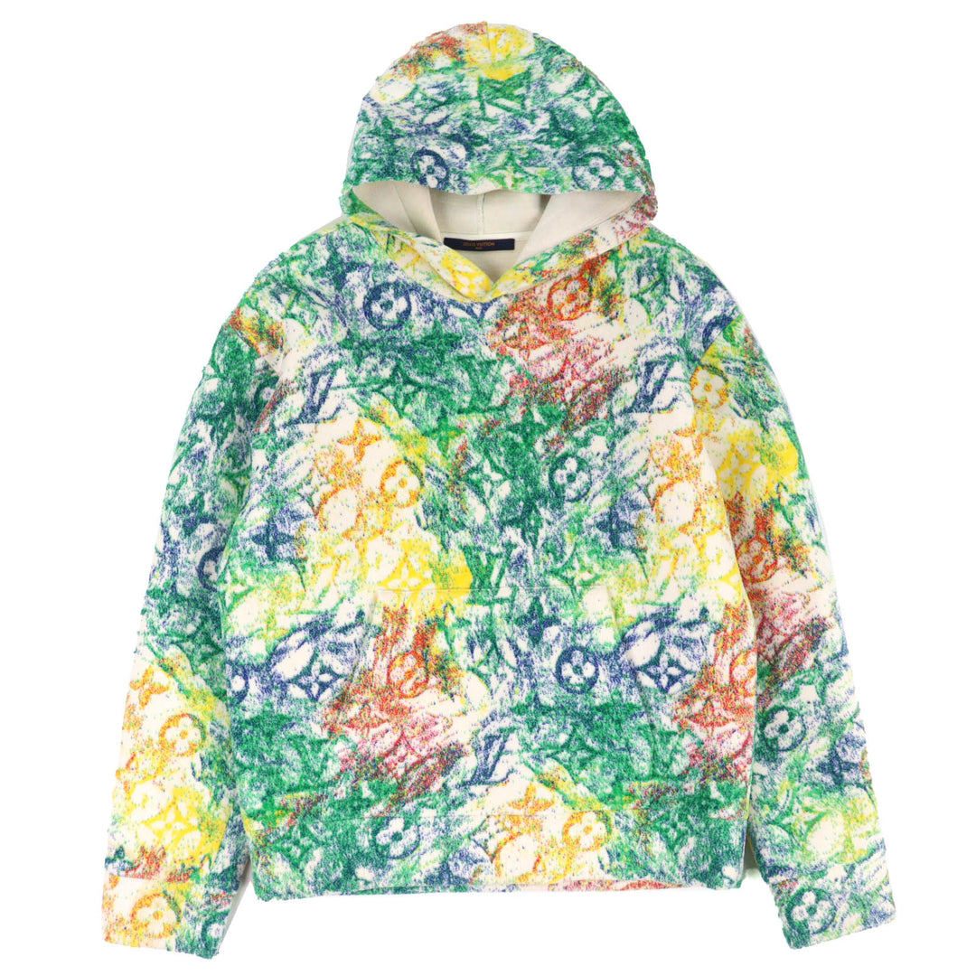 Excellent LOUIS VUITTON hoodie Pastel monogram all-over print velvet pullover S