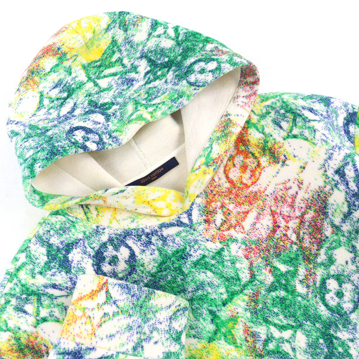 Excellent LOUIS VUITTON hoodie Pastel monogram all-over print velvet pullover S