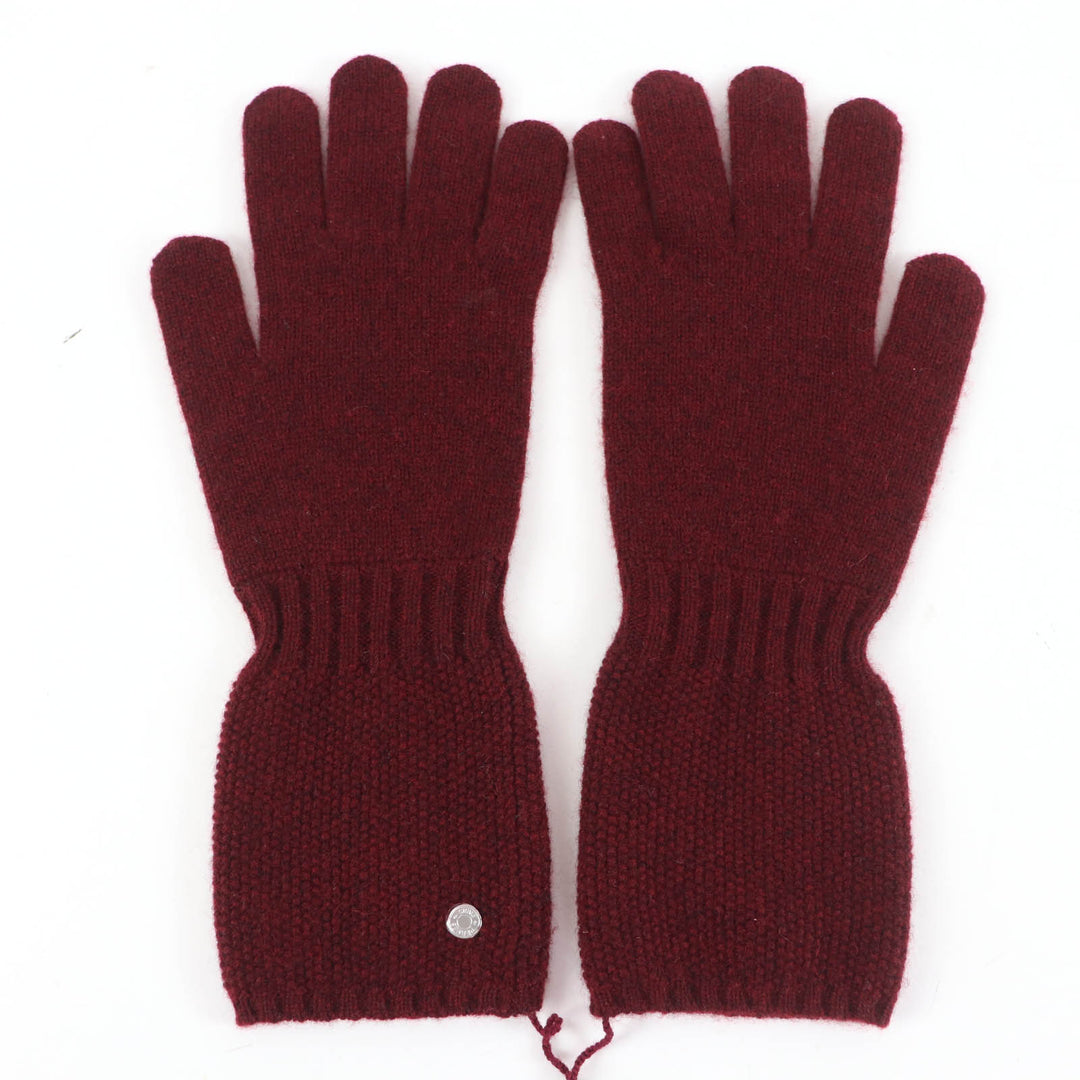 Pristine HERMES Gants Heidi Serie Metal Knit Gloves Bordeaux series cashmere M