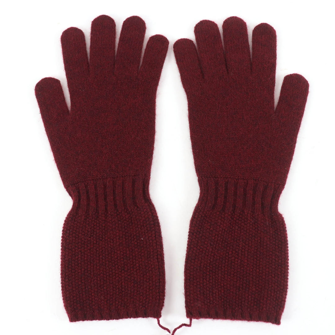 Pristine HERMES Gants Heidi Serie Metal Knit Gloves Bordeaux series cashmere M