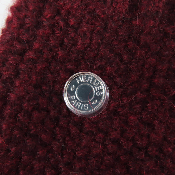 Pristine HERMES Gants Heidi Serie Metal Knit Gloves Bordeaux series cashmere M