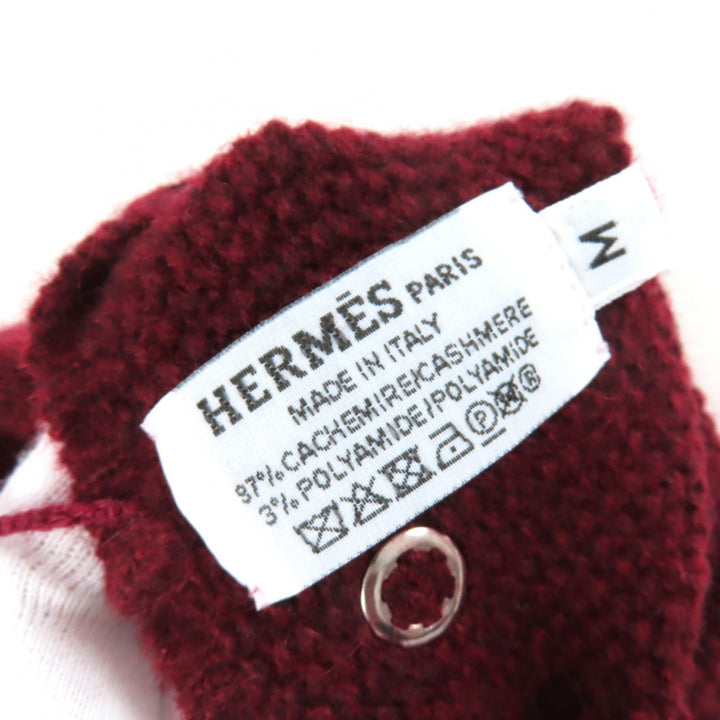 Pristine HERMES Gants Heidi Serie Metal Knit Gloves Bordeaux series cashmere M