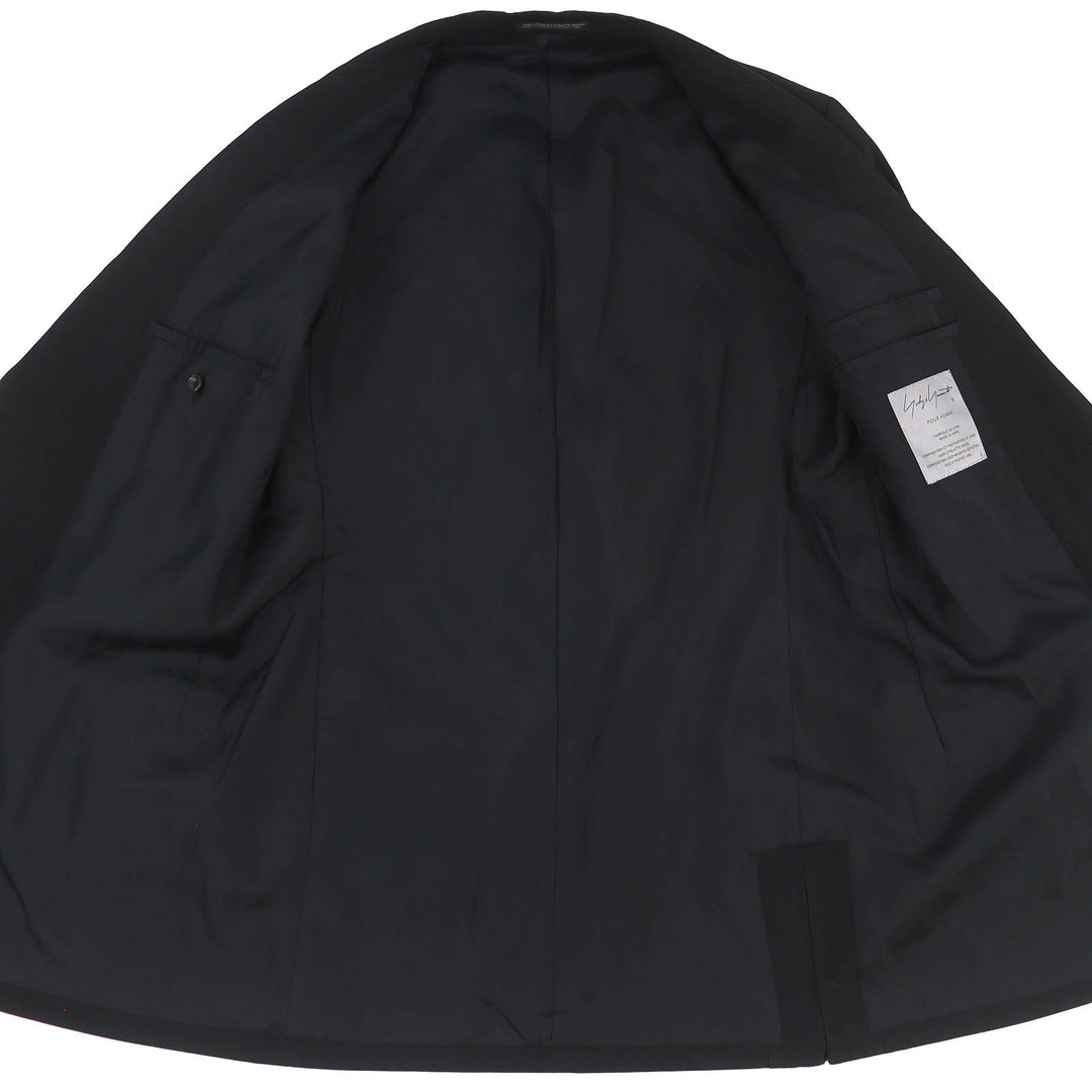Excellent Yohji Yamamoto POUR HOMME Embroidered jacket single black 2 HX-J46-130