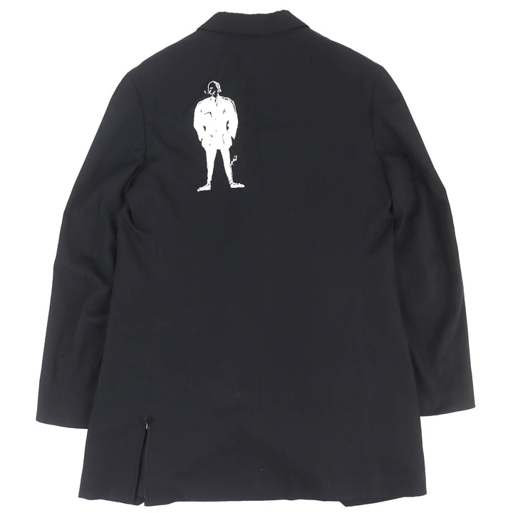 Excellent Yohji Yamamoto POUR HOMME Embroidered jacket single black 2 HX-J46-130