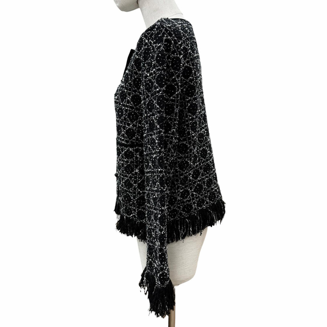 Discounted Excellent Christian Dior Jacket CD logo button fringe black Women 38 614V05A7520