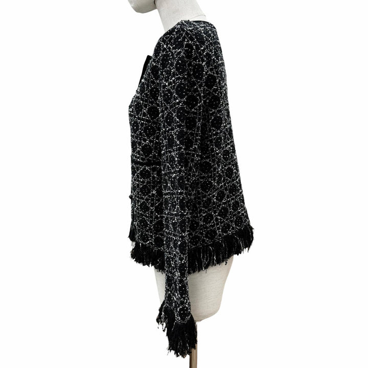Discounted Excellent Christian Dior Jacket CD logo button fringe black Women 38 614V05A7520
