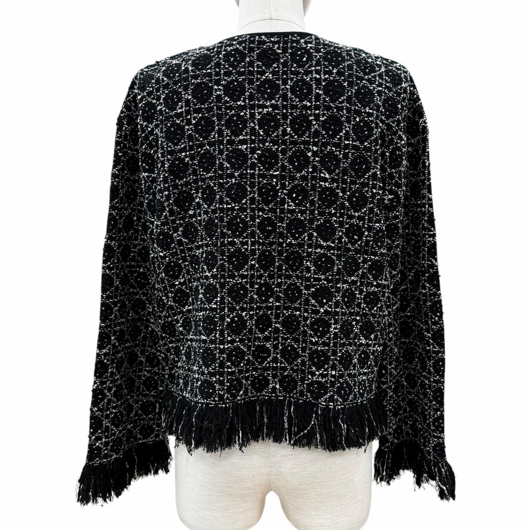 Discounted Excellent Christian Dior Jacket CD logo button fringe black Women 38 614V05A7520