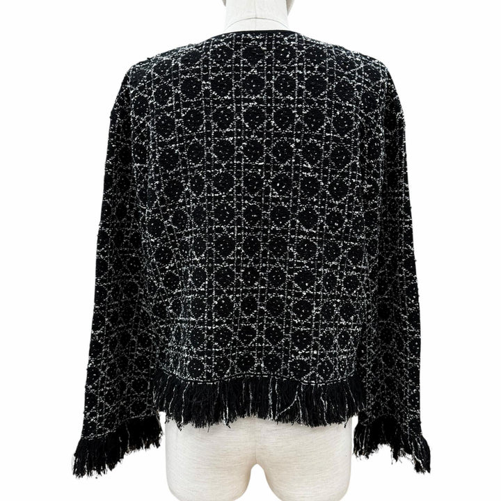 Discounted Excellent Christian Dior Jacket CD logo button fringe black Women 38 614V05A7520