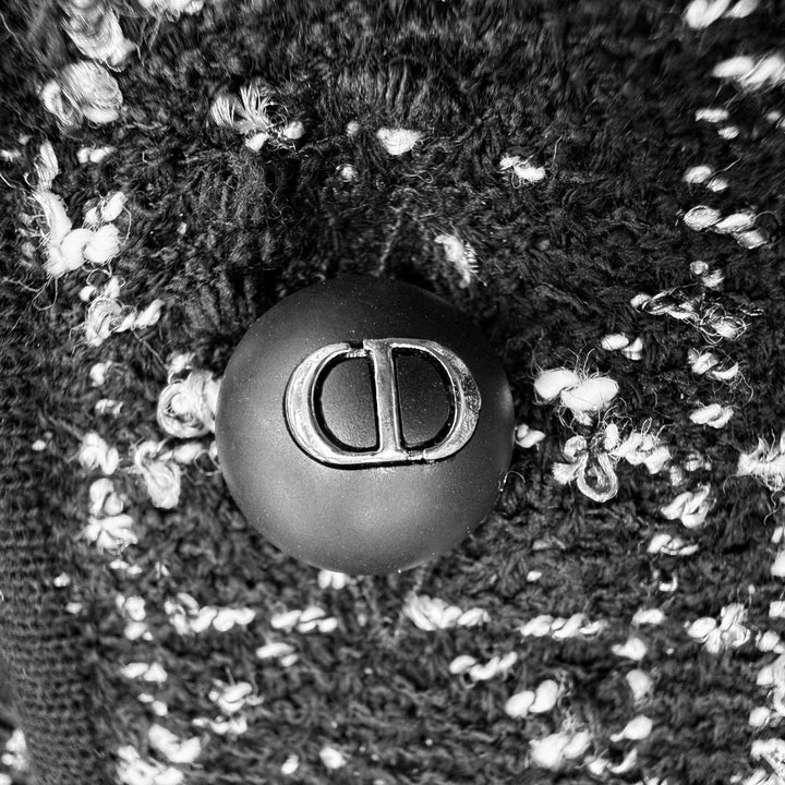 Discounted Excellent Christian Dior Jacket CD logo button fringe black Women 38 614V05A7520