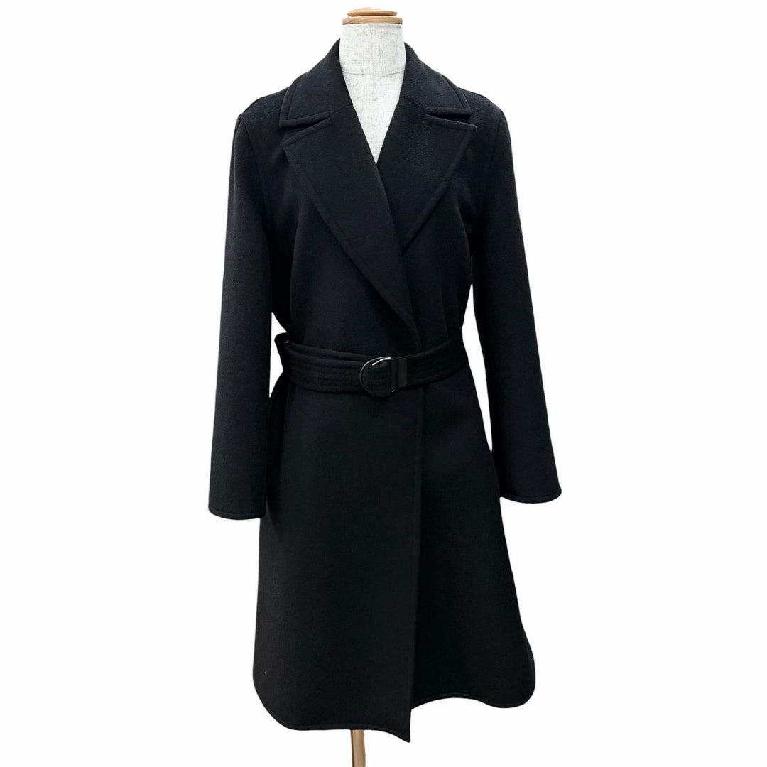 Excellent LOUIS VUITTON coat Monogram Double-Faced Belted Wrap Coat black 38