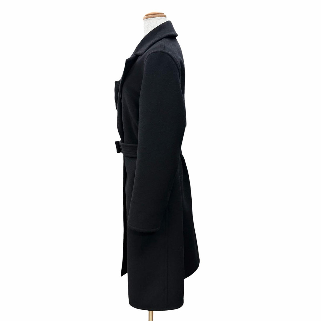 Excellent LOUIS VUITTON coat Monogram Double-Faced Belted Wrap Coat black 38