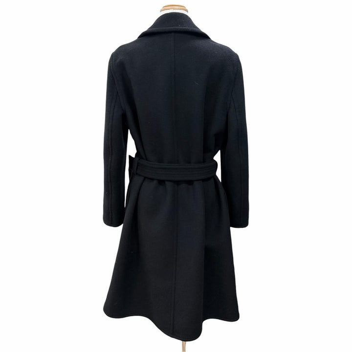 Excellent LOUIS VUITTON coat Monogram Double-Faced Belted Wrap Coat black 38