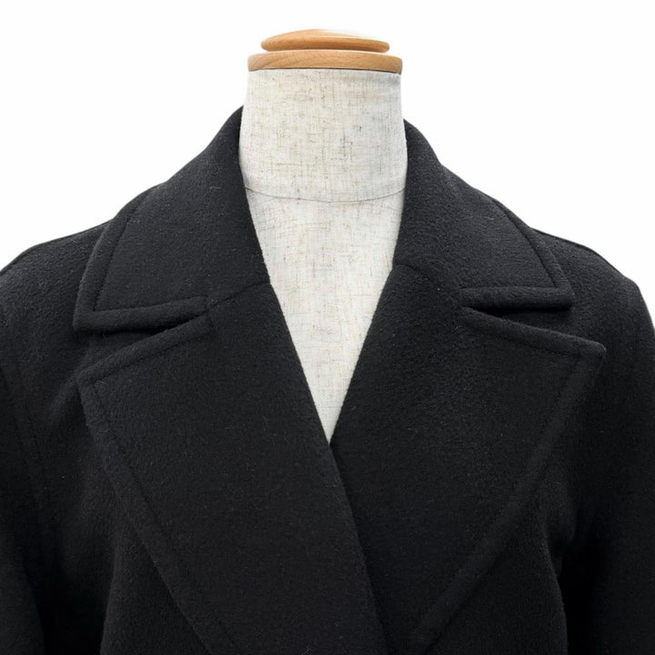 Excellent LOUIS VUITTON coat Monogram Double-Faced Belted Wrap Coat black 38