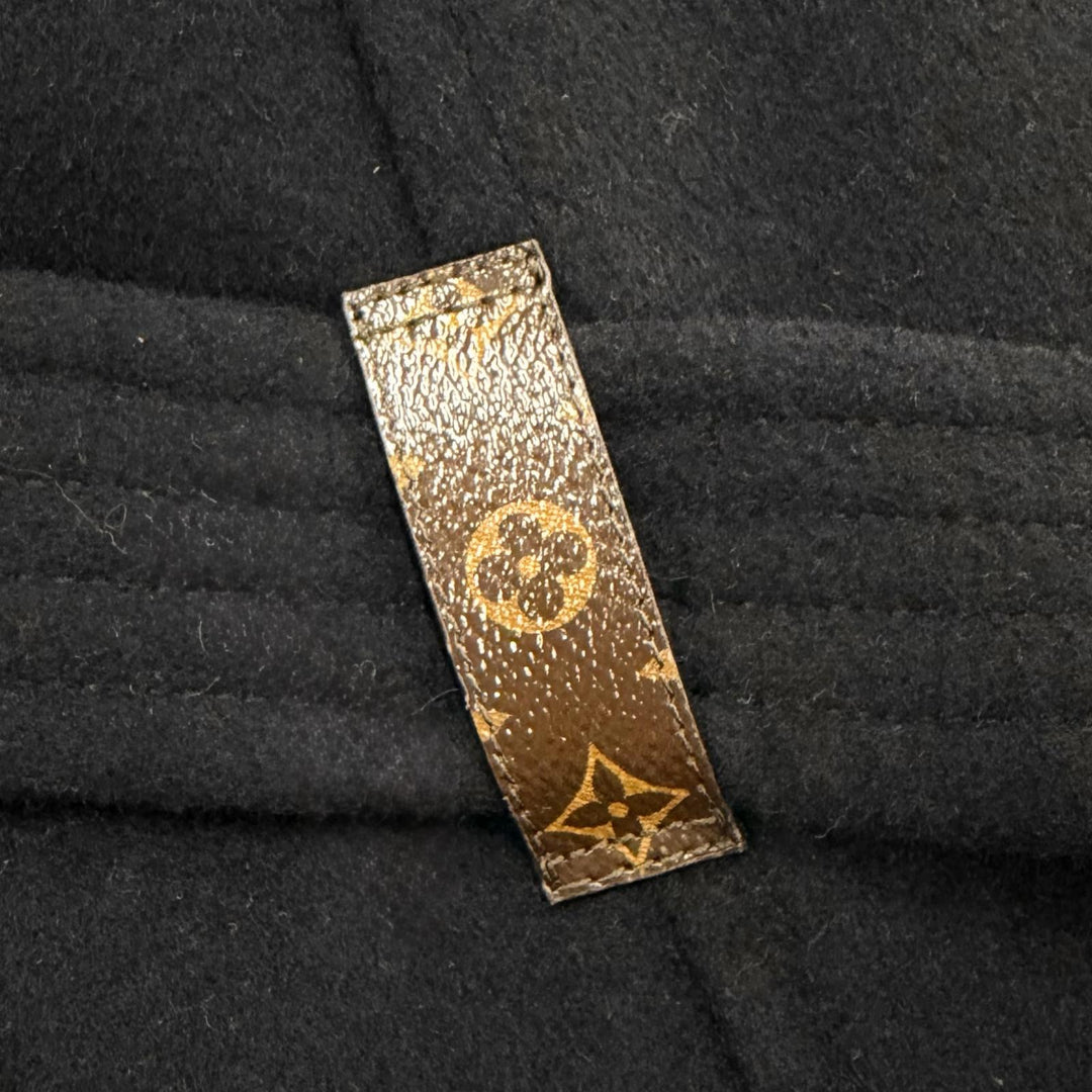 Excellent LOUIS VUITTON coat Monogram Double-Faced Belted Wrap Coat black 38