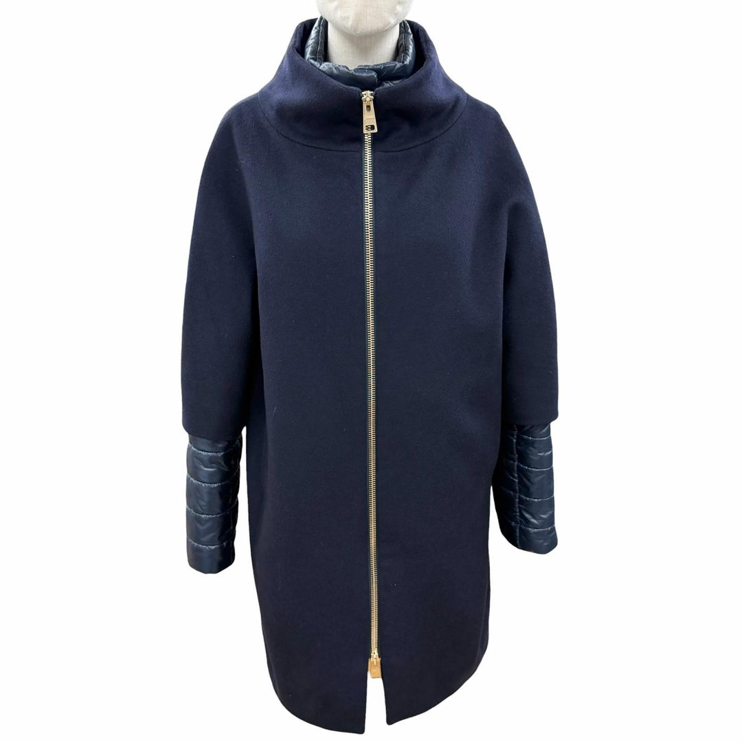 Great Herno coat Stand-collar layered wool padded jacket Navy 44 CA000544D