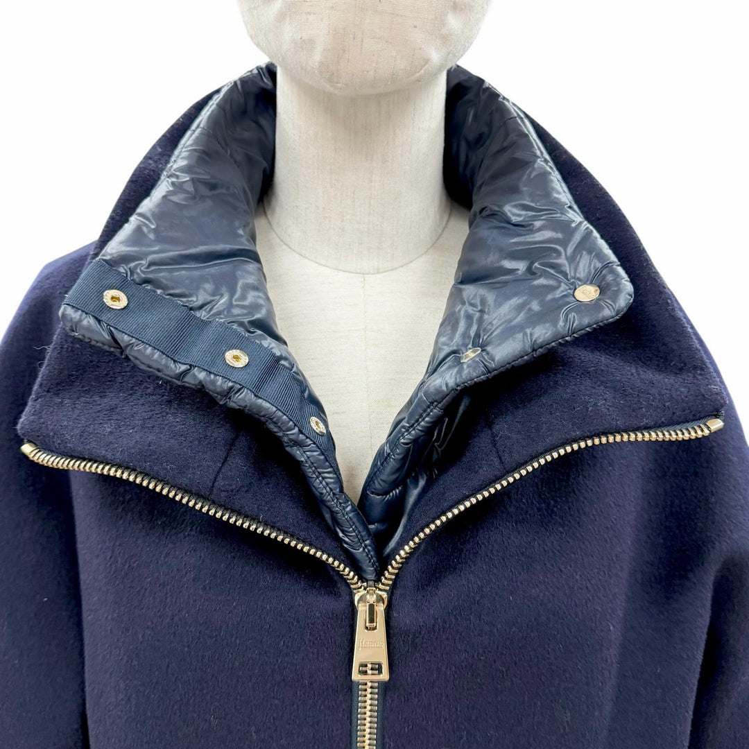 Great Herno coat Stand-collar layered wool padded jacket Navy 44 CA000544D
