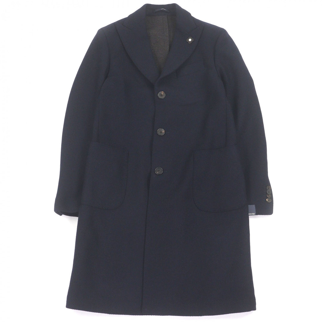 Pristine LARDINI Chester coat Boutonniere Navy wool mens 48 IL23678A
