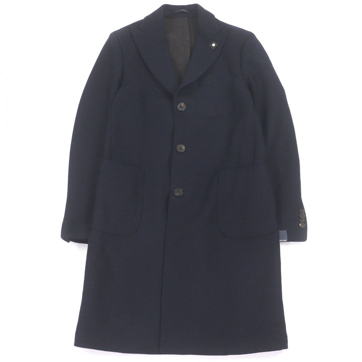 Pristine LARDINI Chester coat Boutonniere Navy wool mens 48 IL23678A