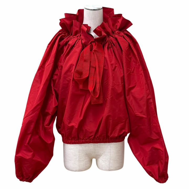 Excellent PATOU blouse Drawstring puff sleeve top Red polyester 34 TO0170011308R