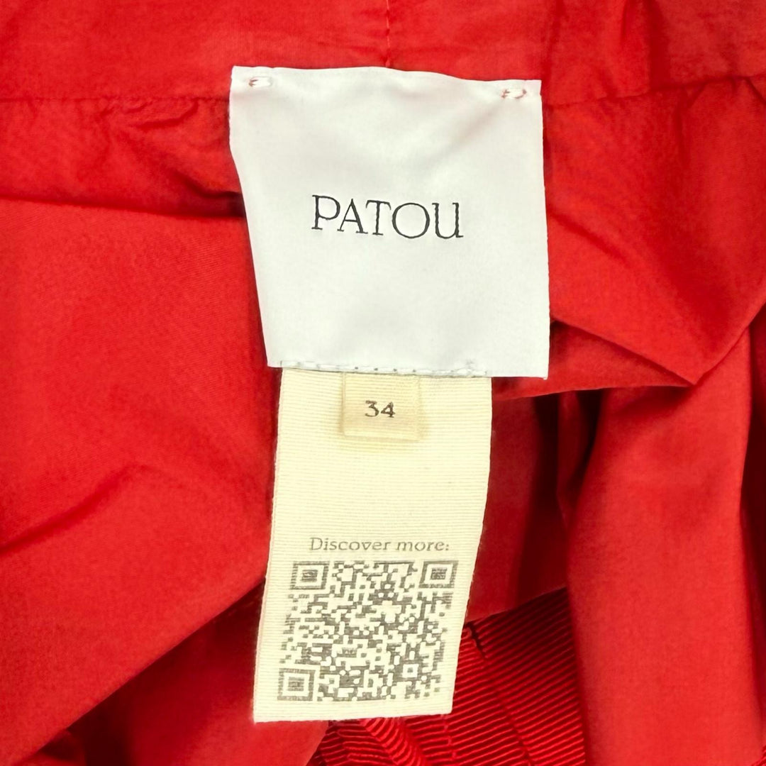 Excellent PATOU blouse Drawstring puff sleeve top Red polyester 34 TO0170011308R