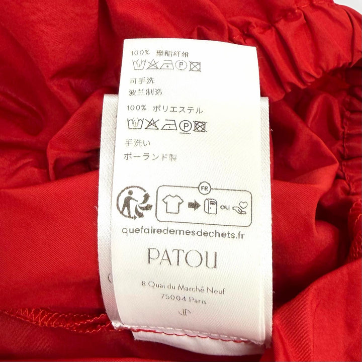 Excellent PATOU blouse Drawstring puff sleeve top Red polyester 34 TO0170011308R