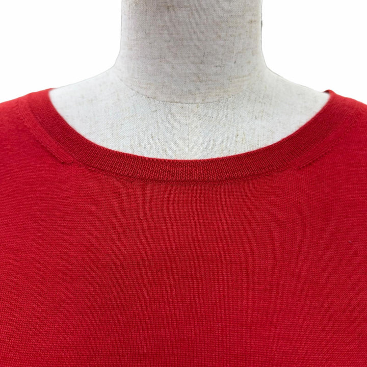 Excellent HERMES knit Crew neck, 7/8 sleeve Red cashmere Women 34 57-7710