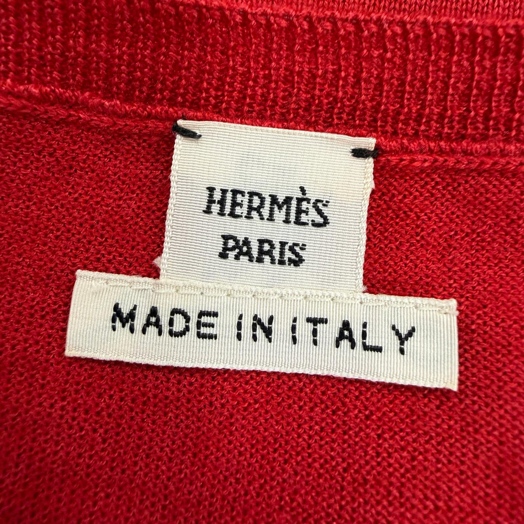 Excellent HERMES knit Crew neck, 7/8 sleeve Red cashmere Women 34 57-7710