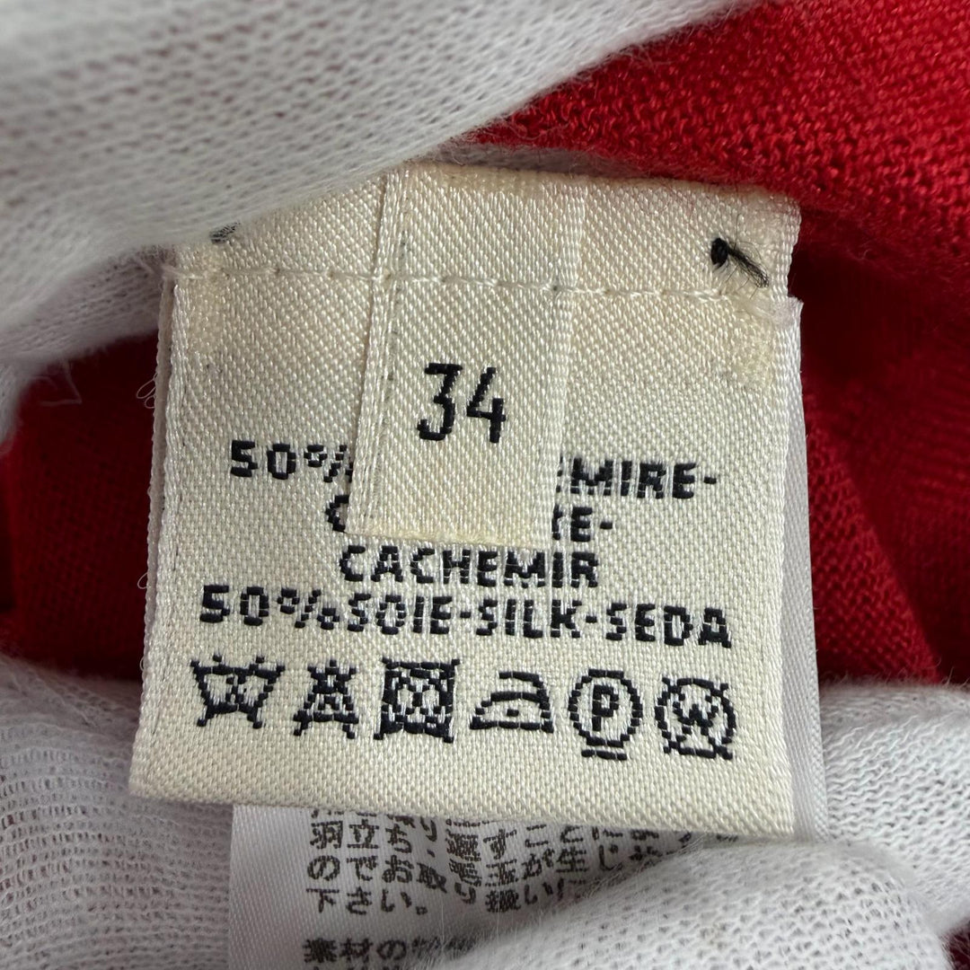 Excellent HERMES knit Crew neck, 7/8 sleeve Red cashmere Women 34 57-7710