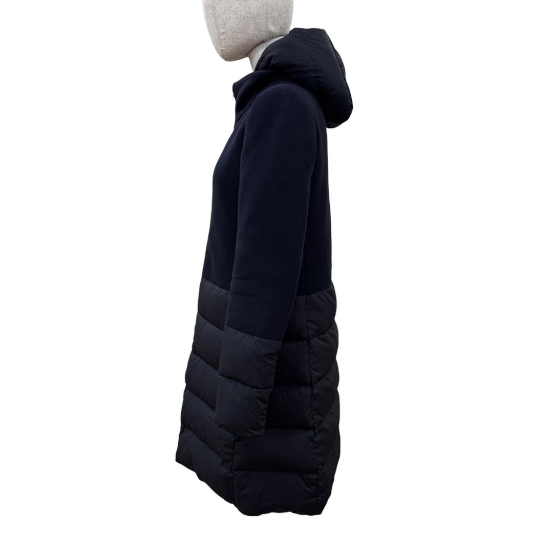 Great Herno down coat Switching design with hood Navy wool Women 40 PI0848D