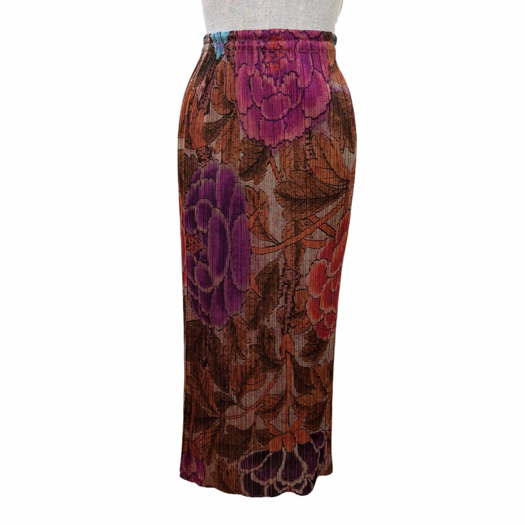 Great PLEATS PLEASE Long skirt Floral design, long length 2 PP84-JG713