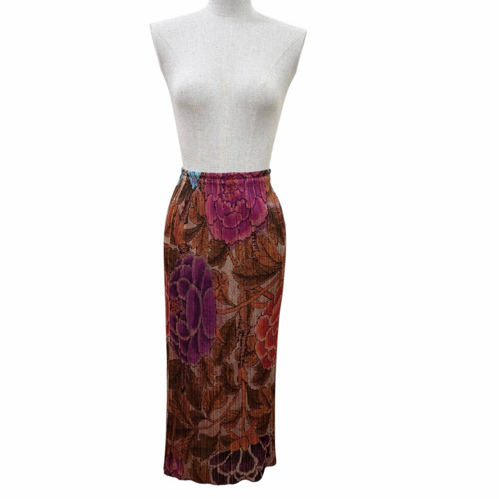 Great PLEATS PLEASE Long skirt Floral design, long length 2 PP84-JG713